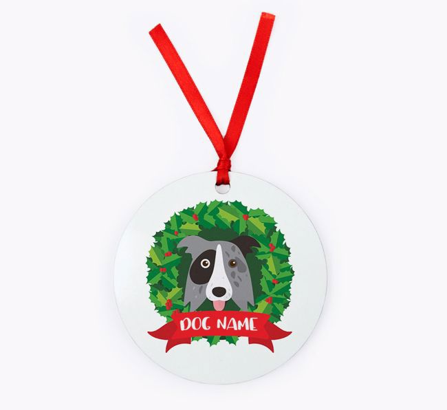 'Christmas Wreath' - Personalised {breedFullName} Christmas Decoration